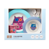 彩繪貓頭鷹餐具組(可微波)